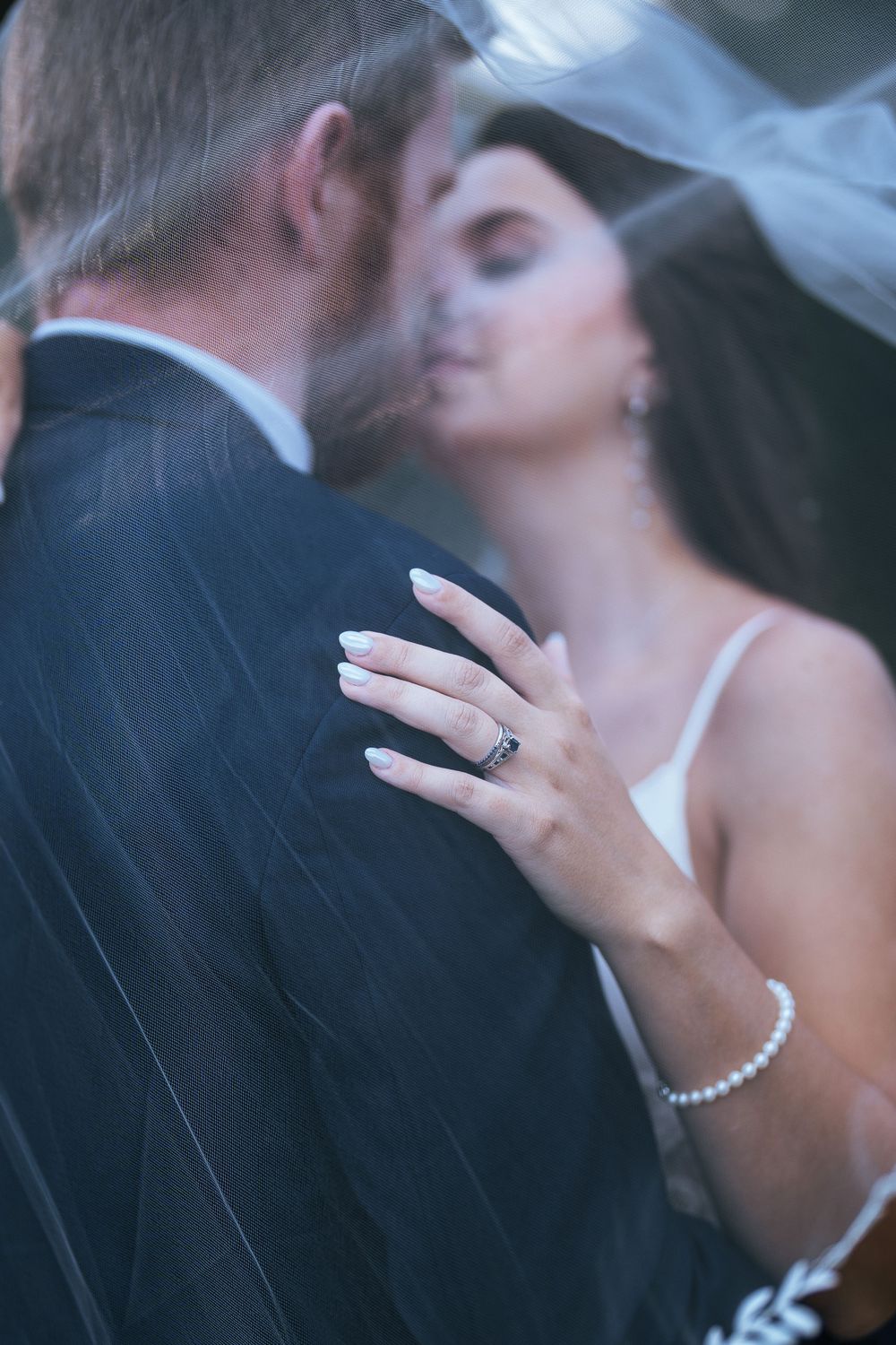 Emotional black and white bridal portrait